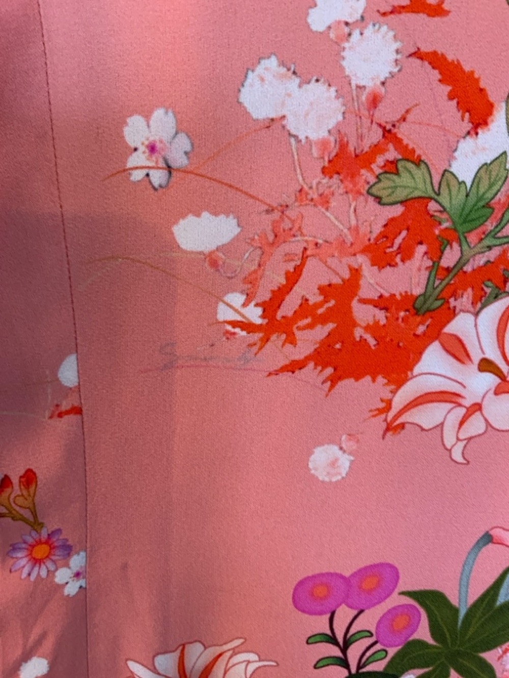 Givenchy Couture Japanese Floral Pattern Sheath Dress in Pinks & Peach - Picture 3 of 11
